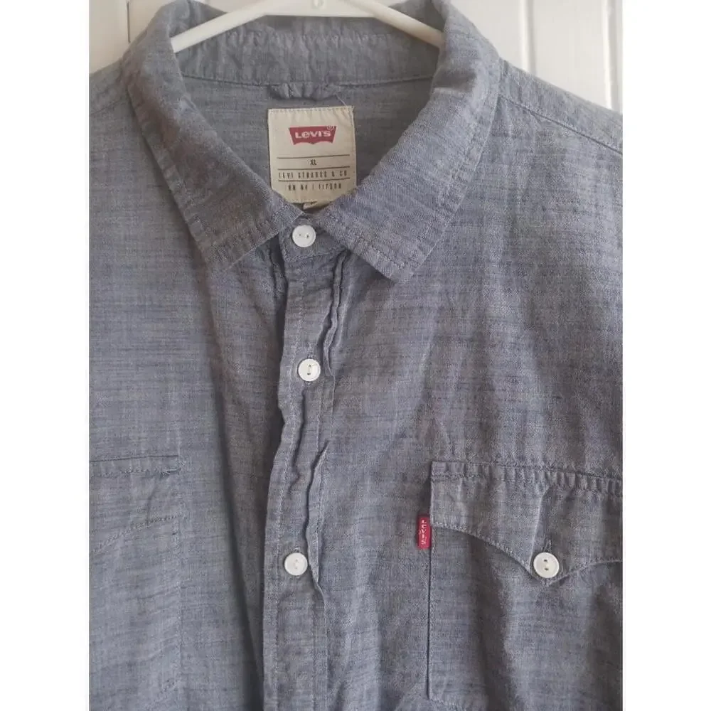 Levi's Nevin Denim Western Button Up Shirt Blue XL